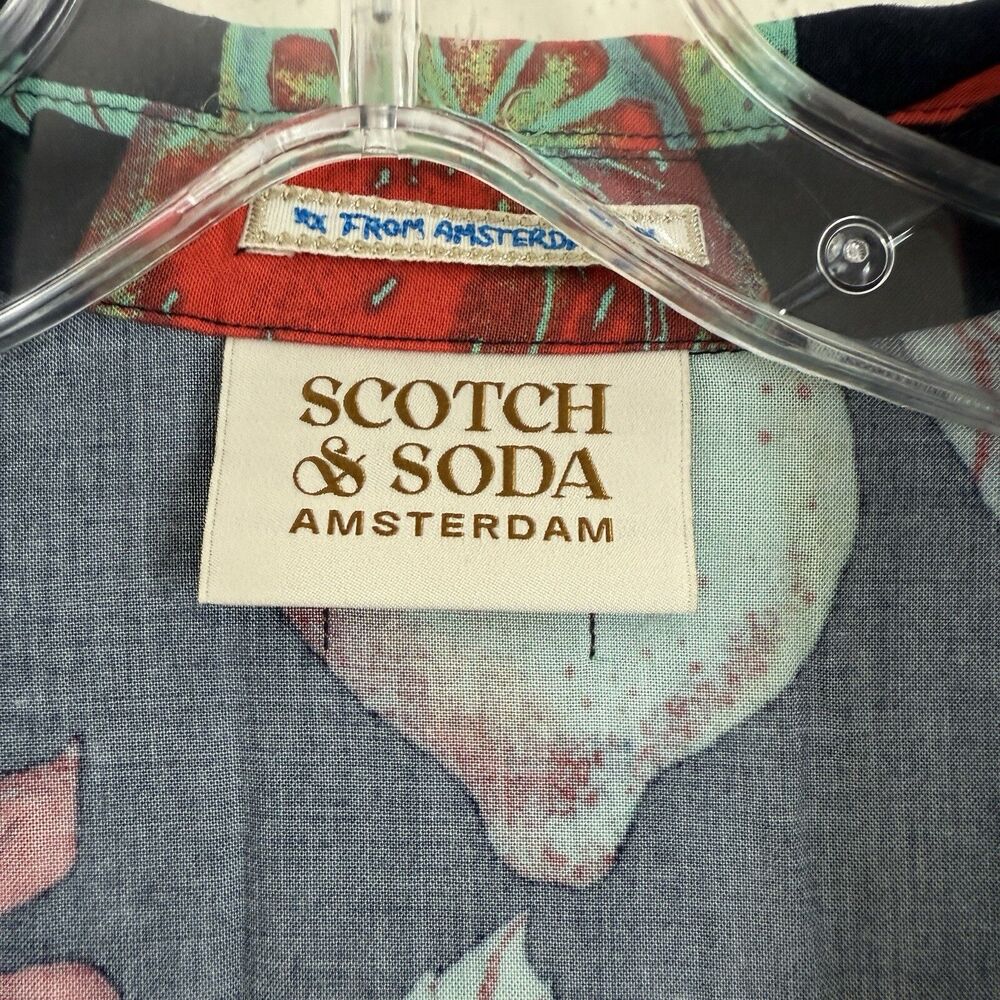 Scotch & Soda Camp Shirt Sz 36 Small Amsterdam Radiate Positivity Lemon Print - Picture 9 of 10